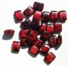 25 8x11x5mm Opaque Black & Red Marble Tablet Pillow Beads